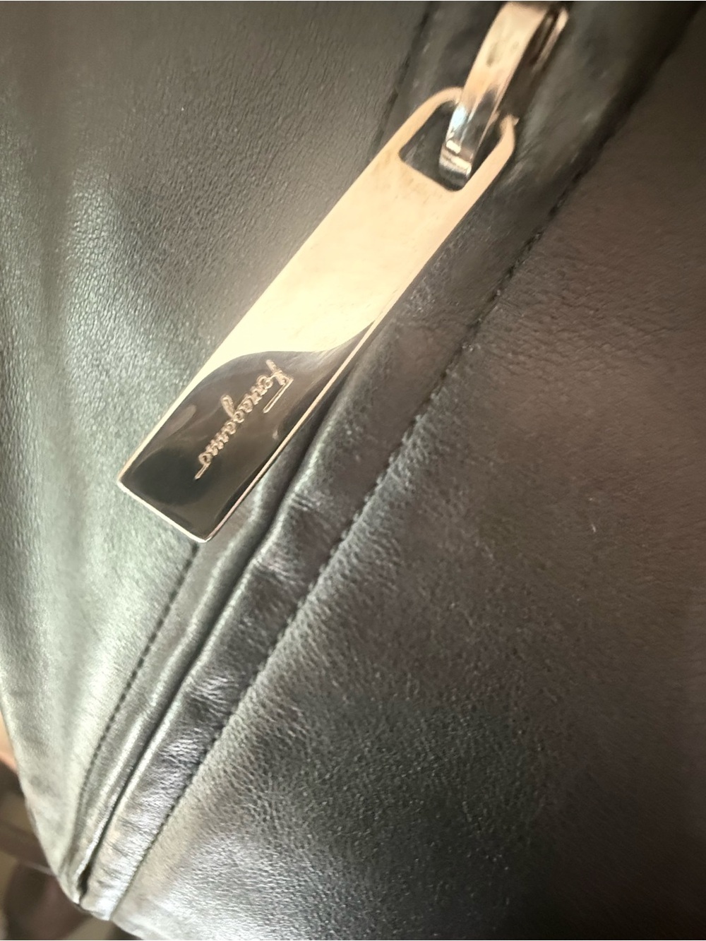 Authentic Ferragamo Black Soft Leather Hobo Tote Bag with Dual Outer Zips - Picture 11 of 12